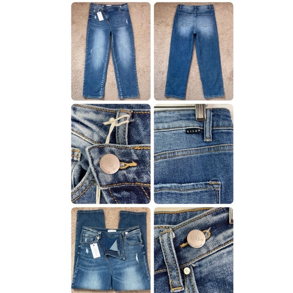 NEW Risen Los Angeles High-Rise Crossover Tapered Denim Jeans RDP5060 Size 15/32 - Picture 10 of 16